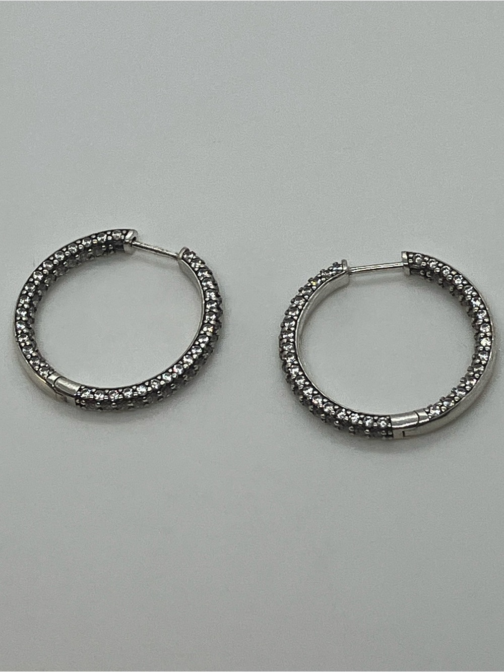 Pandora 925 ALE Timeless Large Pavé Single Row Hoop Earrings | 293016C01